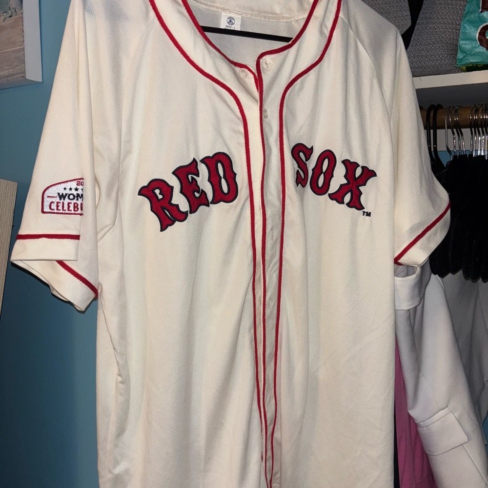 MLB Red Sox Cream and Red Jersey